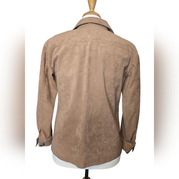Vintage Camel Brown Faux Suede Blazer Jacket Size 10 80s/90s Retro Style - Picture 2 of 8